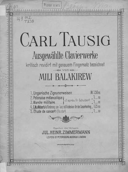 C. M. v. Weber's Aufforderung zum Tanz mit Arabesken fur den Concertvortrag - Карл Таузиг